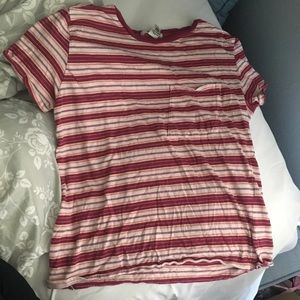Pink striped tee with pocket